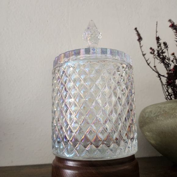 Beautiful Iridescent Glass Candy Storage Jar with Lid - Picture 3 of 8